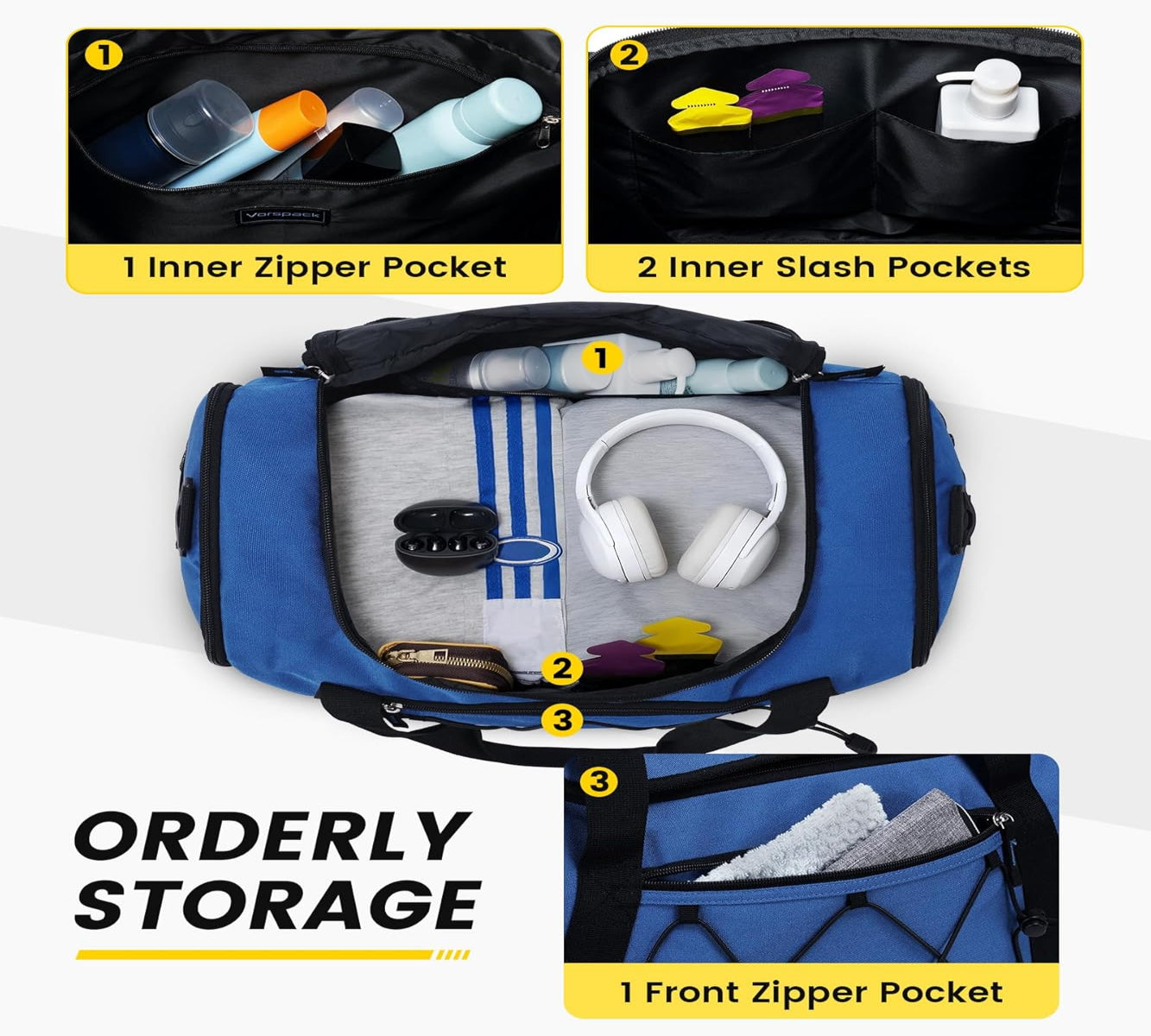 Compact 18” Gym Duffle Bag for Men with Shoe Section – Lightweight Travel Bag