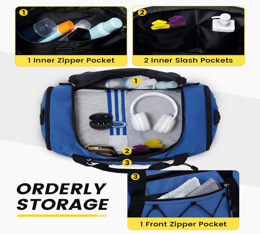 Compact 18” Gym Duffle Bag for Men with Shoe Section – Lightweight Travel Bag